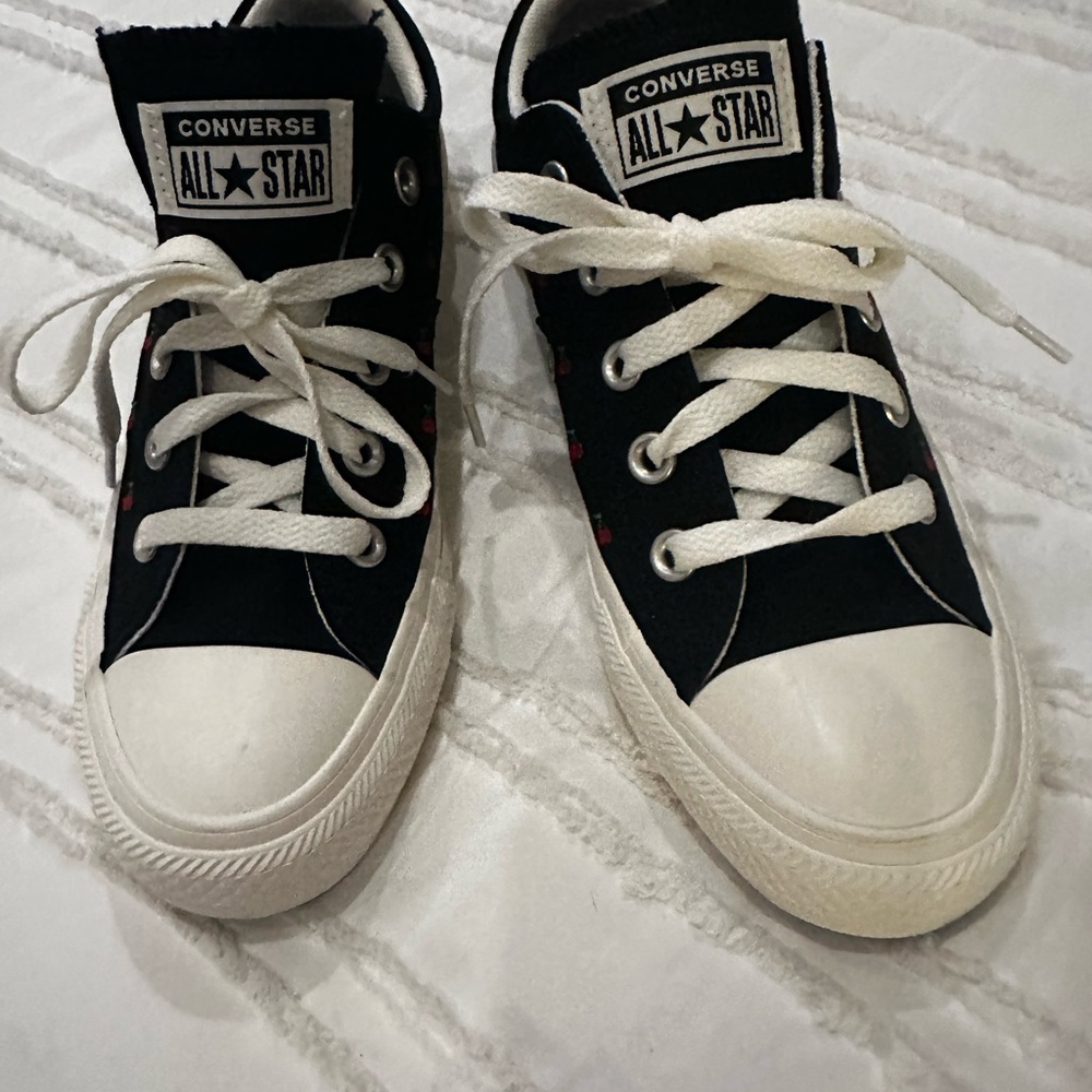 Converse All Stars Black Sneakers with Red Cherry Accents - Picture 2 of 7